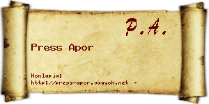 Press Apor névjegykártya